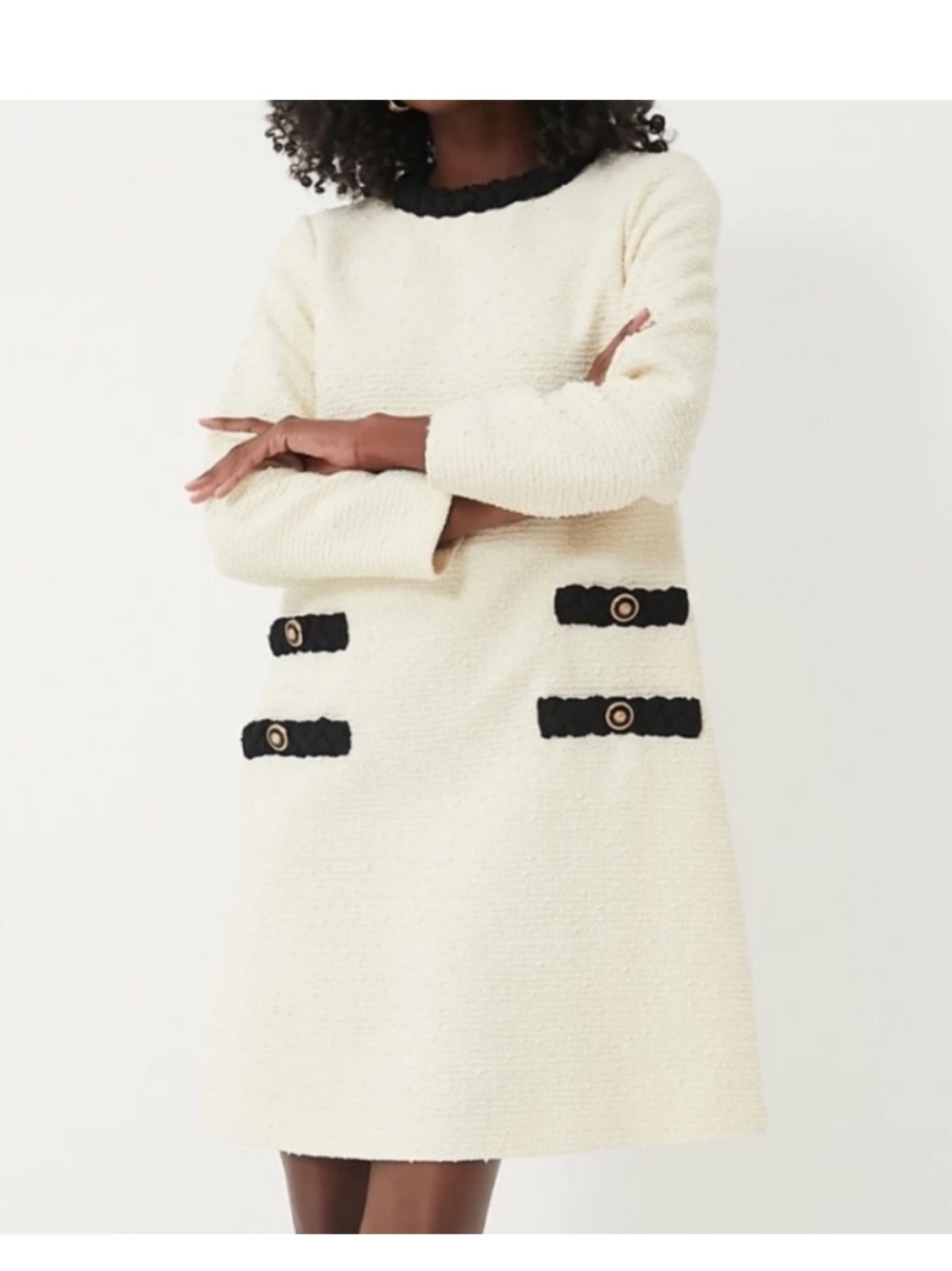 Tuckernuck Cream Tweed Long Sleeve Jackie Dress